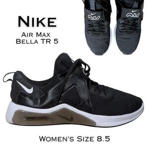 Nike Air Max Bella TR 5 Sneakers Womens 8.5 Black White Weight Training Gym